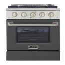Kucht 30-Inch Pro-Style Dual Fuel Range in Propane Gas with  4.2 cu. ft. Electric Oven & 4 Gas Burners in Gray (KDF302/LP-GR)