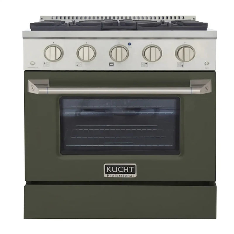 Kucht Professional 30-Inch 4.2 cu ft. Gas Range in Olive Green with Silver Accents (KNG301-OG)