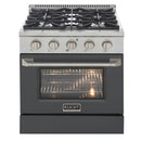 Kucht Professional 30-Inch 4.2 cu ft. Gas Range in Cement Gray with Silver Accents (KNG301-GR)