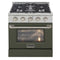 Kucht 30-Inch Pro-Style Dual Fuel Range with 4.2 cu. ft. Electric Oven and 4 Gas Burners in Olive Green (KDF302-OG)