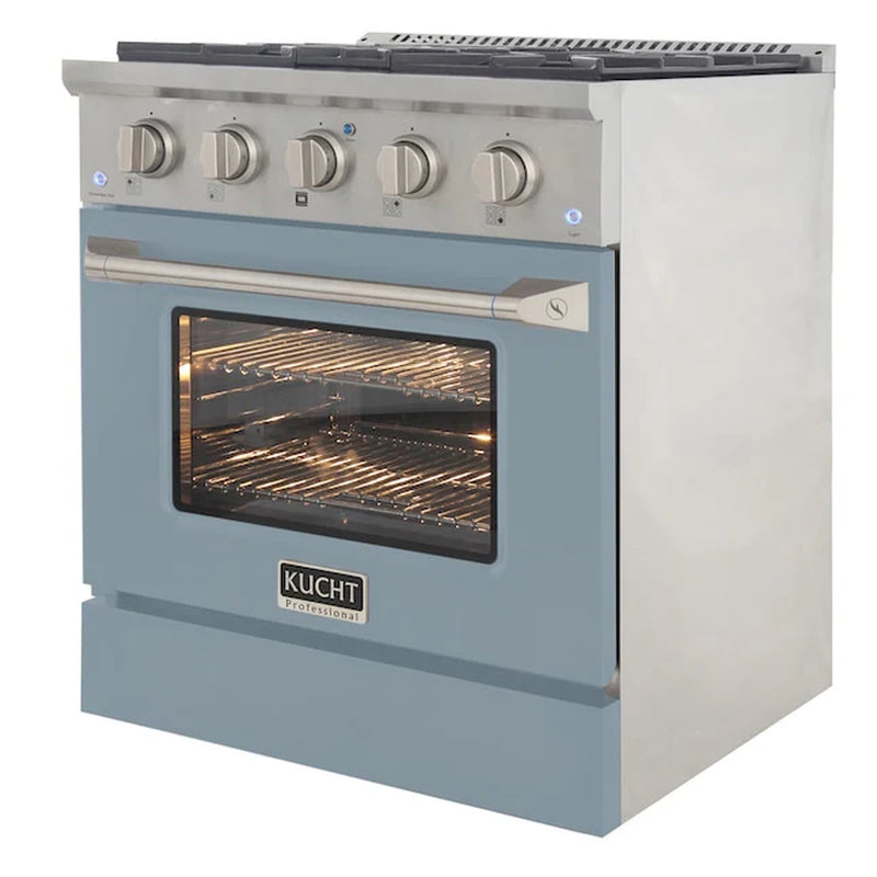 Kucht Professional 30-Inch 4.2 cu ft. Gas Range in Light Blue with Silver Accents (KNG301-LB)