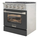 Kucht Professional 30-Inch 4.2 cu ft. Propane Gas Range in Cement Gray with Silver Accents (KNG301/LP-GR)