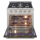Kucht 30-Inch Pro-Style Dual Fuel Range in Propane Gas with  4.2 cu. ft. Electric Oven & 4 Gas Burners in Olive Green (KDF302/LP-OG)