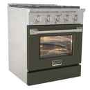 Kucht 30-Inch Pro-Style Dual Fuel Range with 4.2 cu. ft. Electric Oven and 4 Gas Burners in Olive Green (KDF302-OG)