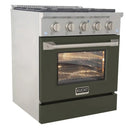 Kucht 30-Inch Pro-Style Dual Fuel Range in Propane Gas with  4.2 cu. ft. Electric Oven & 4 Gas Burners in Olive Green (KDF302/LP-OG)