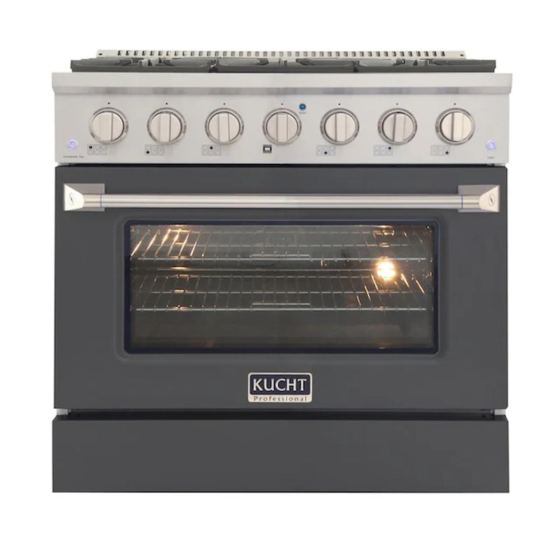 Kucht Professional 36-Inch 5.2 cu ft. Gas Range in Cement Gray with Silver Accents (KNG361-GR)