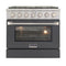 Kucht 36-Inch Pro-Style Dual Fuel Range in Propane Gas with  5.2 cu. ft. Electric Oven & 6 Gas Burners in Cement Gray (KDF362/LP-GR)