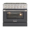 Kucht 36-Inch Pro-Style Dual Fuel Range with 5.2 cu. ft. Electric Oven and 6 Gas Burners in Cement Gray (KDF362-GR)