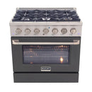 Kucht Professional 36-Inch 5.2 cu ft. Propane Gas Range in Cement Gray with Silver Accents (KNG361/LP-GR)