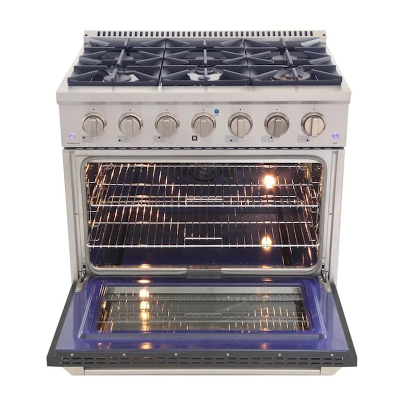 Kucht Professional 36-Inch 5.2 cu ft. Propane Gas Range in Cement Gray with Silver Accents (KNG361/LP-GR)