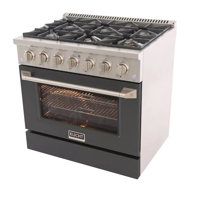 Kucht Professional 36-Inch 5.2 cu ft. Gas Range in Cement Gray with Silver Accents (KNG361-GR)