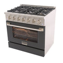 Kucht 36-Inch Pro-Style Dual Fuel Range in Propane Gas with  5.2 cu. ft. Electric Oven & 6 Gas Burners in Cement Gray (KDF362/LP-GR)