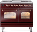 ILVE Nostalgie II 40-Inch Freestanding Natural Gas Dual Fuel Range in Burgundy with Copper Trim (UPD40FNMPBUP)
