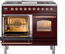 ILVE Nostalgie II 40-Inch Dual Fuel Freestanding Range in Burgundy with Copper Trim (UPD40FNMPBUPLP)