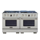 Kucht Horus 60-Inch Dual Fuel Range in Propane Gas with  8.4 cu. ft. Electric Oven & 8 Gas Burners in Stainless Steel with Digital Thermostat (KXP60-SS/LP)