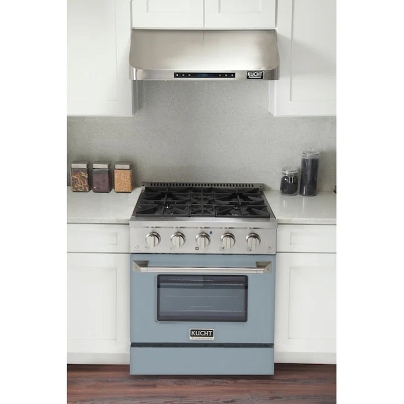 Kucht Professional 30-Inch 4.2 cu ft. Gas Range in Light Blue with Silver Accents (KNG301-LB)