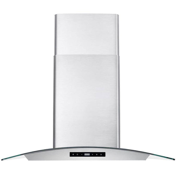 Cosmo 30-Inch 380 CFM Ductless Wall Mount Range Hood in Stainless Steel with Tempered Glass (COS-668AS750-DL)