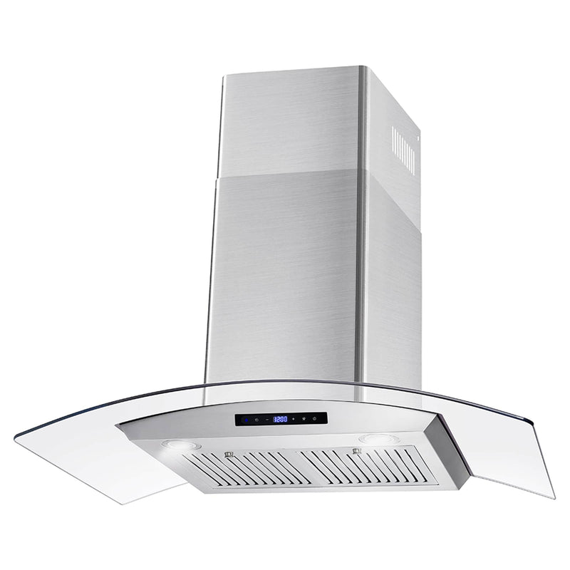 Cosmo 36-Inch 380 CFM Ductless Wall Mount Range Hood in Stainless Steel with Tempered Glass (COS-668AS900-DL)