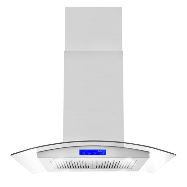 Cosmo 30-Inch 380 CFM Ducted Island Range Hood in Stainless Steel with Tempered Glass (COS-668ICS750)