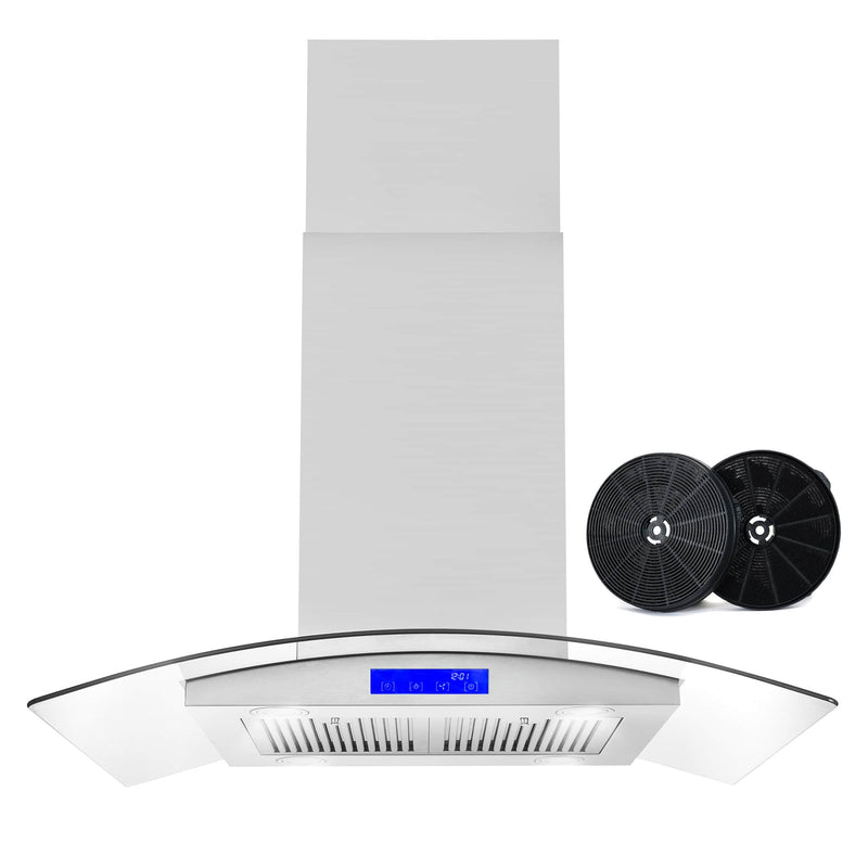 Cosmo 36-Inch 380 CFM Island Range Hood in Stainless Steel with Tempered Glass (COS-668ICS900)
