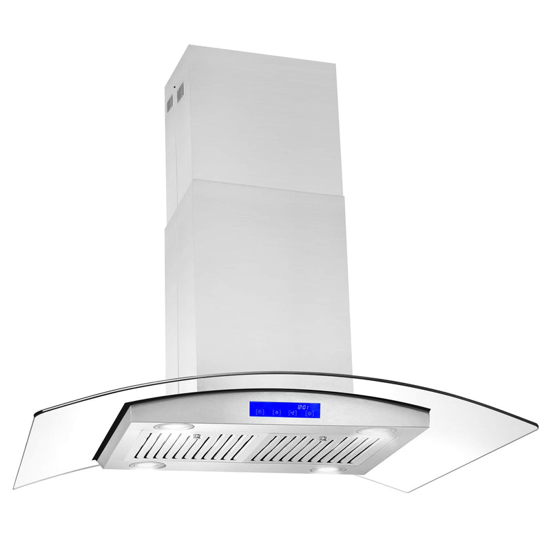 Cosmo 36-Inch 380 CFM Island Range Hood in Stainless Steel with Tempered Glass (COS-668ICS900-DL)