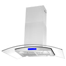 Cosmo 4-Piece Appliance Package - 36-Inch Gas Range, Island Mount Range Hood, Dishwasher and Refrigerator with Water Dispenser in Stainless Steel (COS-4PKG-663)