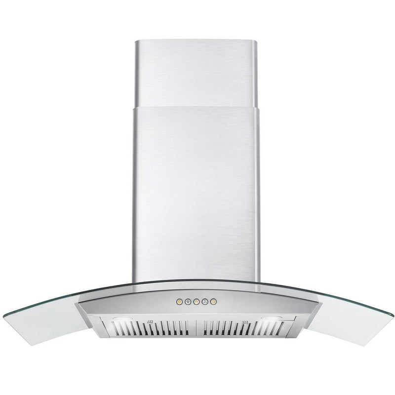 Cosmo 36-Inch 380 CFM Ducted Wall Mount Range Hood in Stainless Steel with Tempered Glass (COS-668WRC90)