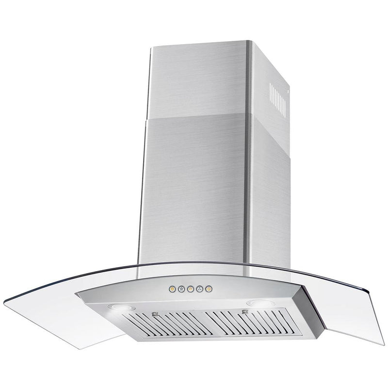Cosmo 36-Inch 380 CFM Ductless Wall Mount Range Hood in Stainless Steel with Tempered Glass (COS-668WRC90-DL)