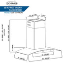 Cosmo 4-Piece Appliance Package - 36-Inch Gas Range, Wall Mount Range Hood, Dishwasher and Refrigerator in Stainless Steel (COS-4PKG-128)
