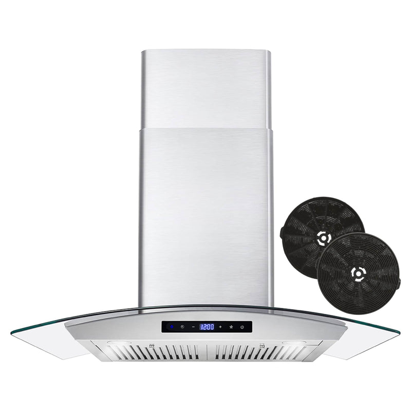 Cosmo 30-Inch 380 CFM Ductless Wall Mount Range Hood in Stainless Stee
