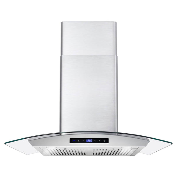 Cosmo 30-Inch 380 CFM Ducted Wall Mount Range Hood in Stainless Steel with Tempered Glass (COS-668WRCS75)