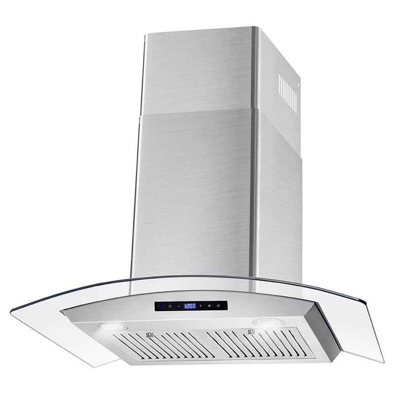 Cosmo 30-Inch 380 CFM Ducted Wall Mount Range Hood in Stainless Steel with  Tempered Glass (COS-668A750)