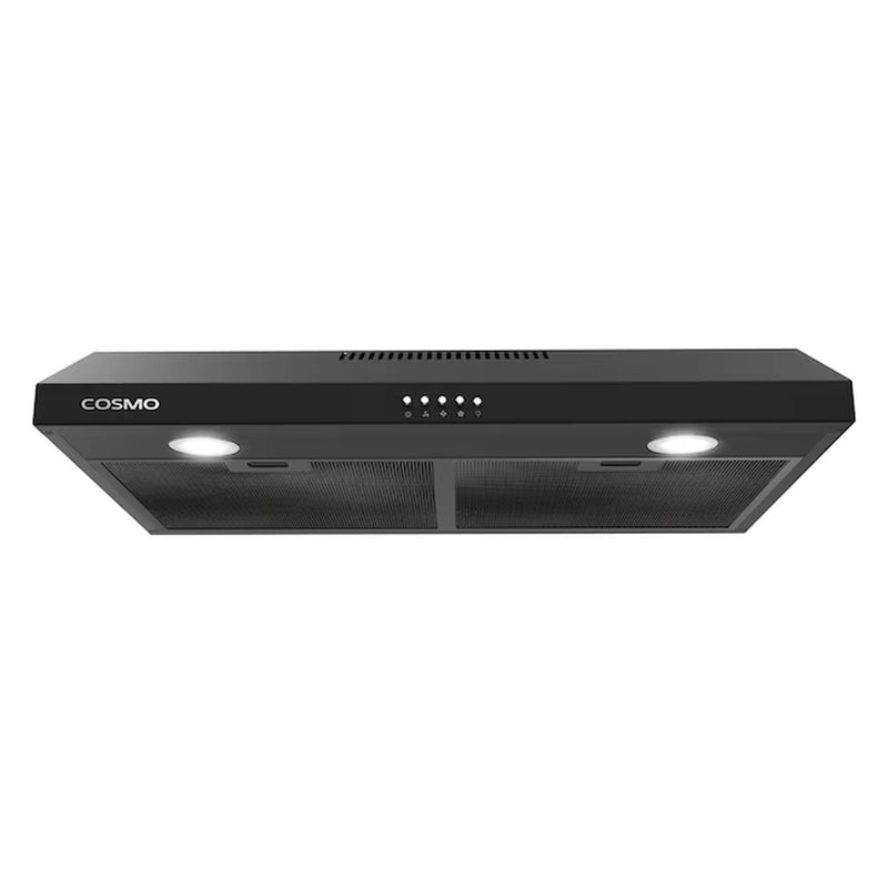 Cosmo 30-Inch Ducted Under Cabinet Range Hood with LED Lights in Matte Black (COS-5U30-BK)