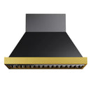 Kucht 48-Inch 800 CFM Ducted Wall Mount Range Hood in Dark Titanium Stainless Steel with Gold Accents (KRH48TG)