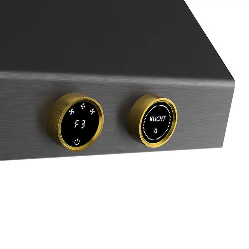 Kucht 48-Inch 1200 CFM Ducted Under Cabinet Range Hood in Dark Titanium Stainless Steel with Gold Accents (KRHG480-GL)