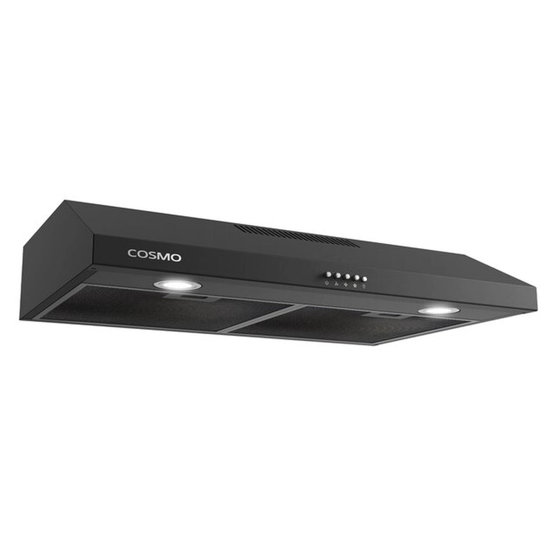 Cosmo 30-Inch Ducted Under Cabinet Range Hood with LED Lights in Matte Black (COS-5U30-BK)