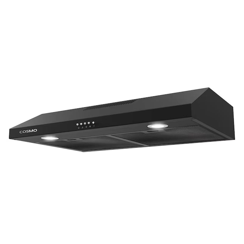 Cosmo 30-Inch Ducted Under Cabinet Range Hood with LED Lights in Matte Black (COS-5U30-BK)