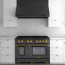 Kucht 48-Inch 1200 CFM Ducted Wall Mount Range Hood in Dark Titanium Stainless Steel with Gold Accents (KRHG480-GL-C)