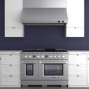 Kucht 4-Piece Appliance Package - 48-Inch Propane Gas Range with 6.7 Cu. Ft. Oven, 36-Inch Refrigerator, Dishwasher & Wall Mount Range Hood in Stainless Steel