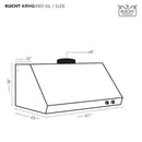 Kucht 48-Inch 1200 CFM Ducted Under Cabinet Range Hood in Dark Titanium Stainless Steel with Gold Accents (KRHG480-GL)