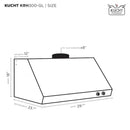 Kucht 30-Inch 900 CFM Under Cabinet in Stainless Steel with Gold Trim (KRH300-GL)