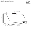 Kucht 36-Inch 900 CFM Ducted Under Cabinet Range Hood in Dark Titanium Stainless Steel with Gold Accents (KRHG360-GL)