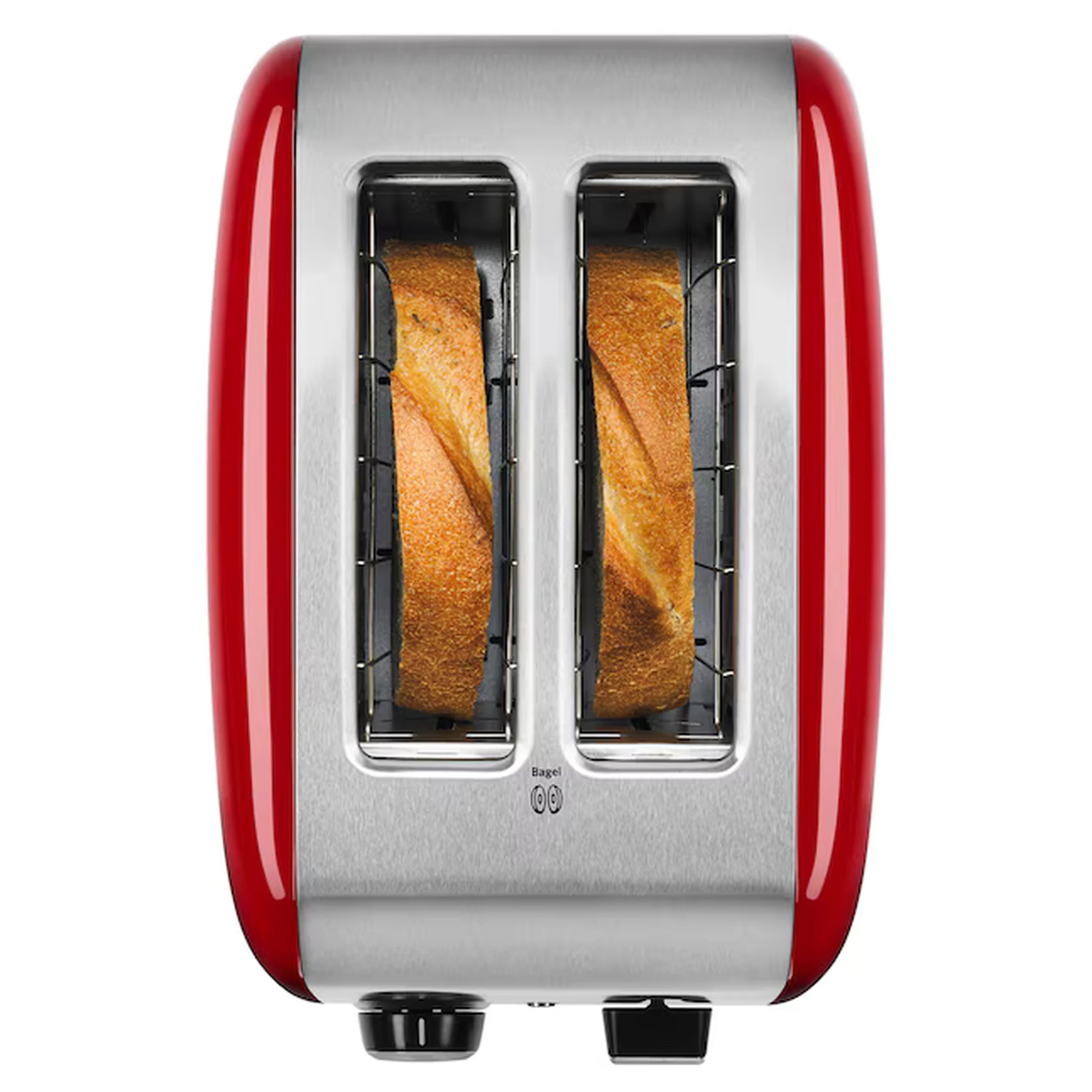 KitchenAid 2-slice toaster, Empire Red front view with two toasting slots