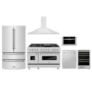 ZLINE Appliance Package - 48-Inch Dual Fuel Range, Refrigerator, Range Hood, Microwave Drawer, Tall Tub Dishwasher and Wine Cooler in Stainless Steel (6KPR-RARH48-MWDWV-RWV)
