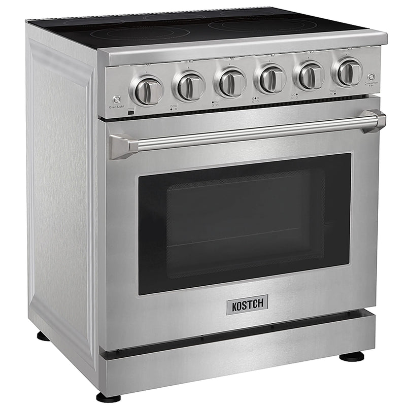 Kostch 30-Inch Glass Top Electric Range with 5 Burners & 4.55 Cu. Ft. Convection Oven in Stainless Steel (KOS-30RE06H-S)