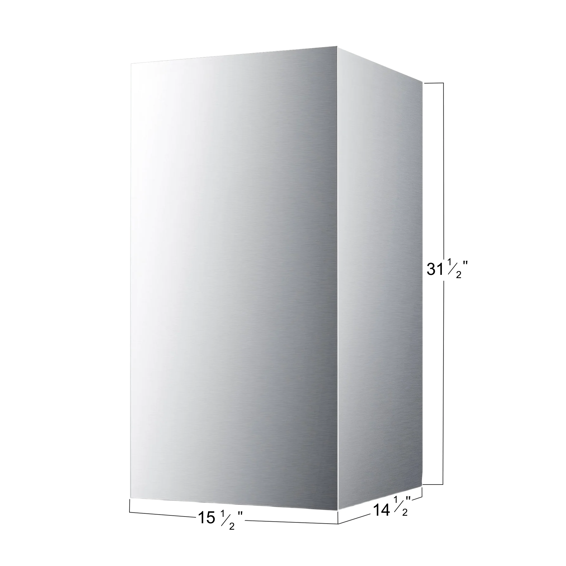 Stainless steel rectangular chimney extension, brushed finish, 31½ in tall