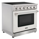 Kostch 36-Inch Glass Top Electric Range with 5 Burners & 6 Cu. Ft. Convection Oven in White (KOS-36RE06H-W)