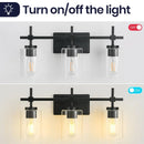 Parrot Uncle Jasper 3-Light Modern Clear Glass Bathroom Vanity Light, Black & Nickel