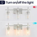 Parrot Uncle Jasper 3-Light Modern Clear Glass Bathroom Vanity Light, Black & Nickel