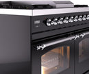 ILVE Nostalgie II 40-Inch Dual Fuel Freestanding Range in Glossy Black with Chrome Trim (UPD40FNMPBKCLP)